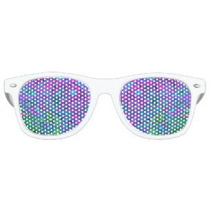 Marbled Magenta and Lime Green Groovy Abstract Art Retro Sunglasses
