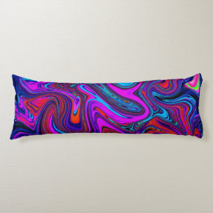 Marbled Magenta, Blue and Red Abstract Art Body Pillow