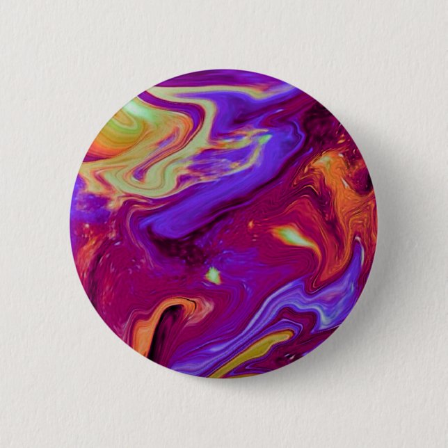 Marbled Maroon, Blue, Purple, Yellow 2 Inch Round Button (Front)