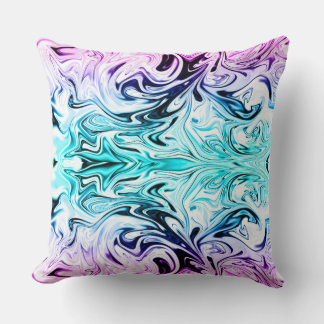 Marbled multi coloured throw pillow