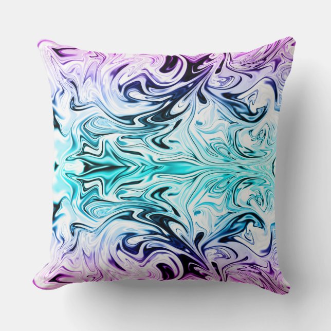 Marbled multi coloured throw pillow (Front)