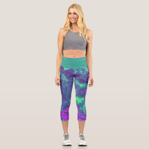 Marbled Neon Capri Leggings