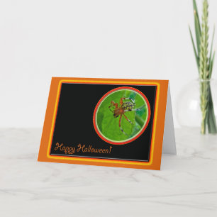 Marbled Orb Weaver Spider Happy Halloween Items Card