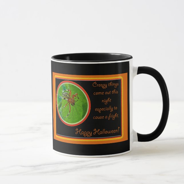 Marbled Orb Weaver Spider Happy Halloween Items Mug (Right)