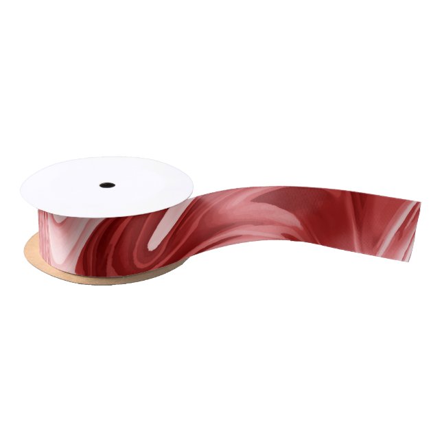 Marbled Paint Christmas Colours Red Gift Wrap Satin Ribbon (Spool)