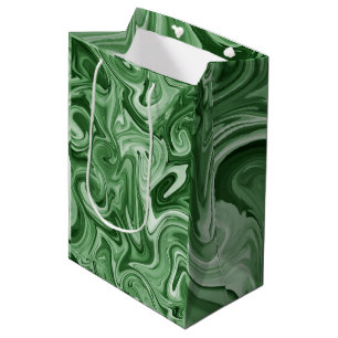 Marbled Paint Green Chic Christmas Gift Wrap Medium Gift Bag