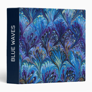 MARBLED PAPER,ABSTRACT BLUE PURPLE PEACOCK PATTERN BINDER