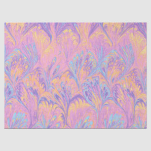 MARBLED PAPER,ABSTRACT PINK BLUE PEACOCK PATTERN TISSUE PAPER