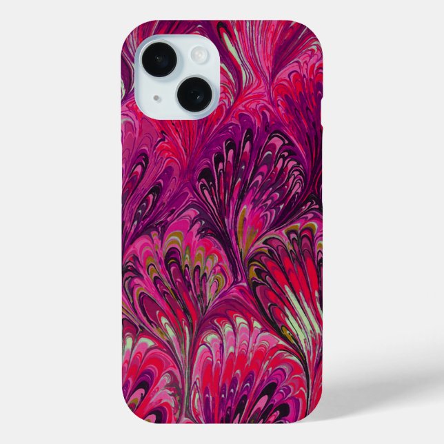 MARBLED PAPER,ABSTRACT PINK PEACOCK PATTERN,SWIRLS Case-Mate iPhone CASE (Back)