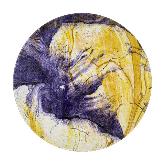 Marbled Paper: Bright Acrylic Art Cutting Board (Front)