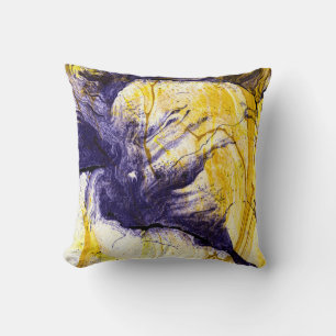 Marbled Paper: Bright Acrylic Art Throw Pillow