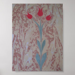 Marbled paper three tulip poster