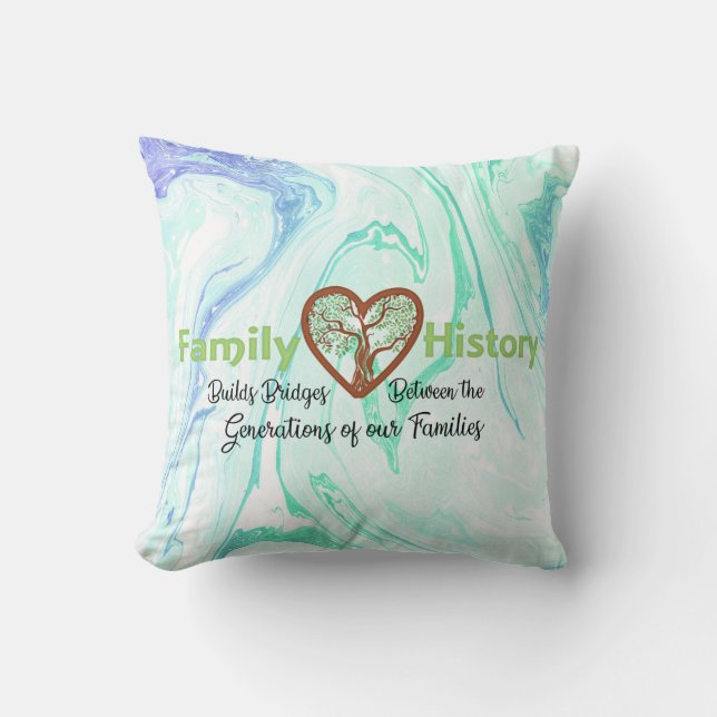 Marbled Pattern Family genealogy Tree Pillow (Front)