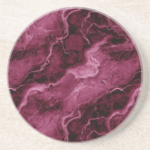 Marbled Pattern in Dark Magenta and Pink Coaster