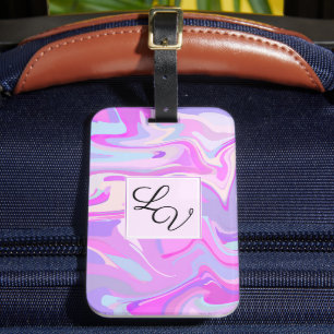 Marbled Pink Purple Turquoise Luggage Tag