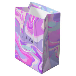 Marbled Pink Purple Turquoise Medium Gift Bag