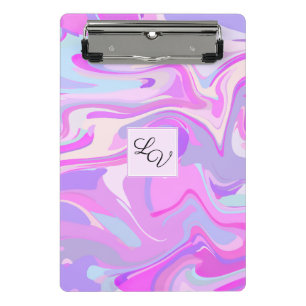 Marbled Pink Purple Turquoise Mini Clipboard
