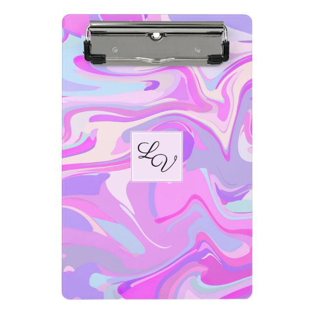 Marbled Pink Purple Turquoise Mini Clipboard (Front)