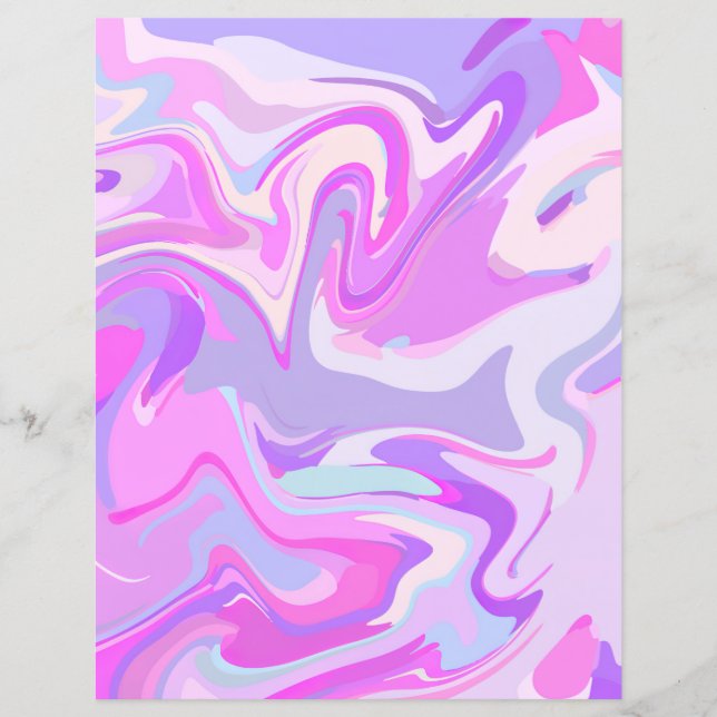 Marbled Pink Purple Turquoise Scrapbook Paper (Front)