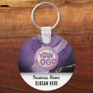 Marbled Purple Gold Branding Elegant Business Logo Keychain