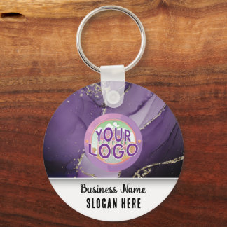 Marbled Purple Gold Branding Elegant Business Logo Keychain