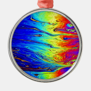 Marbled Rainbow Artwork Beautiful Metal Ornament