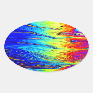 Marbled Rainbow Artwork Beautiful Oval Sticker