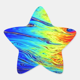 Marbled Rainbow Artwork Beautiful Star Sticker