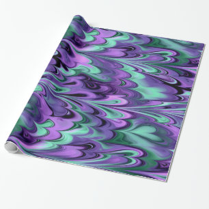 Marbled Rainbows Purple and Aqua Wrapping Paper