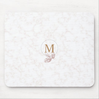 Marbled Rose & Gold Lettered Monogrammed Mouse Pad