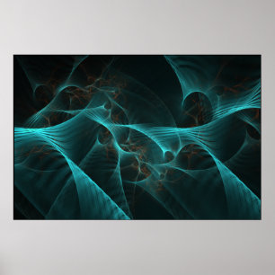 Marbled Silk Fractal Teal ID717 Poster