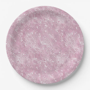Marbled Silk Moire Pattern in Dusty Pink Paper Plate