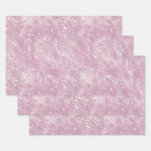 Marbled Silk Moire Pattern in Dusty Pink Wrapping Paper Sheet