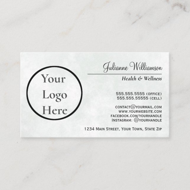 Marbled Steel Blue Your Logo Simple Professional Business Card (Front)