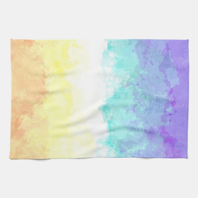 Marbled Swirly Boho Abstract Genderfaun Pride Flag Kitchen Towel (Horizontal)