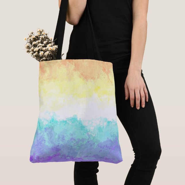 Marbled Swirly Boho Abstract Genderfaun Pride Flag Tote Bag (Close Up)