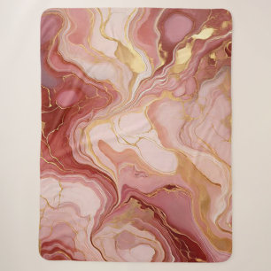 Marbled Terracotta and Gold Sherpa Blanket