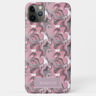 Marbled Trippy Retro Groovy Pink Personalized Name iPhone 11 Pro Max Case
