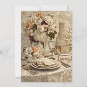 Marbled Vows White Veins Invitation