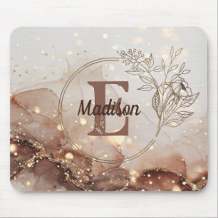 Marbled Watercolor with Glitter Accents Mouse Pad