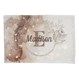 Marbled Watercolor with Glitter Accents Pillowcase