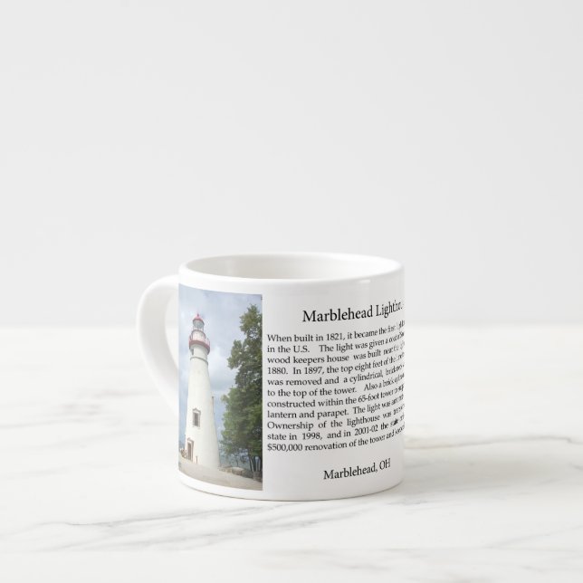 Marblehead Lighthouse history espresso mug (Front Left)