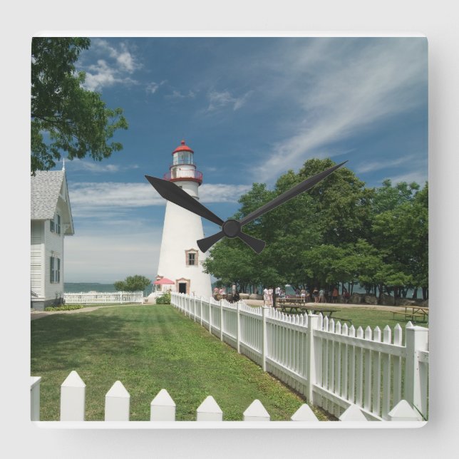 Marblehead Lighthouse in Northwest Ohio Square Wall Clock (Front)