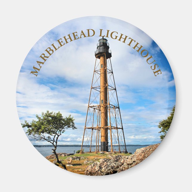 Marblehead Lighthouse, Massachusetts Round Magnet (Front)