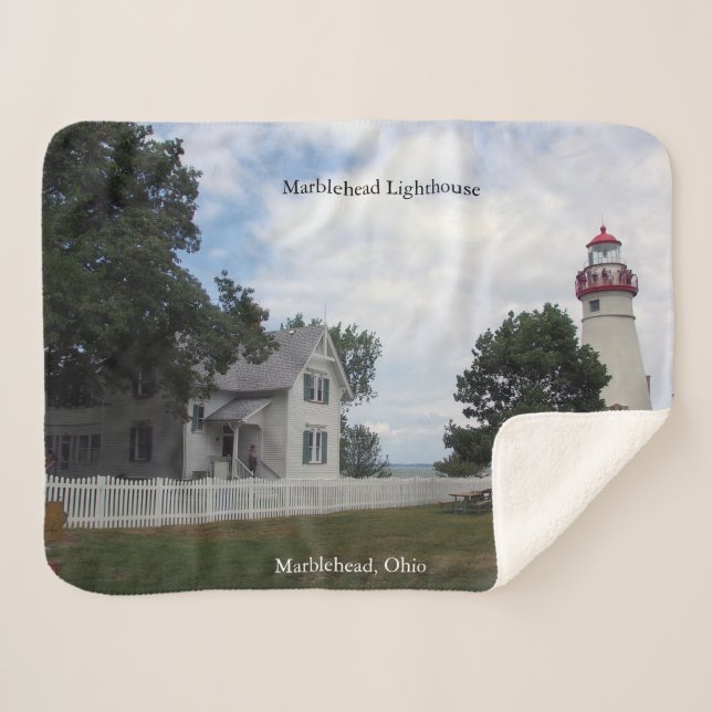Marblehead Lighthouse wide sherpa blanket (Front (Horizontal))