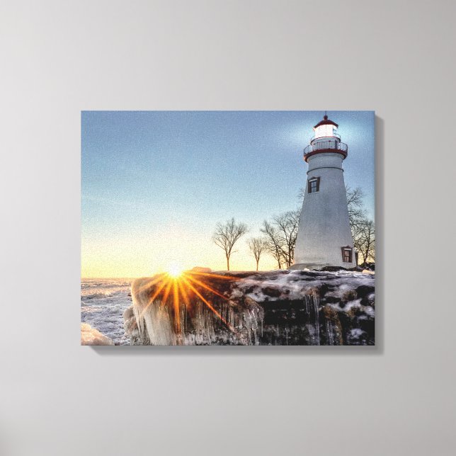 Marblehead Lighthouse Winter Sunrise Canvas Print (Front)
