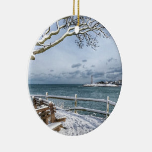 Marblehead, Massachusetts. Harbour, Lighthouse, W Ceramic Ornament