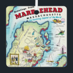 Marblehead Massachusetts Ornament<br><div class="desc">A vintage map postcard of Marblehead Massachusetts repurposed on an ornament.</div>