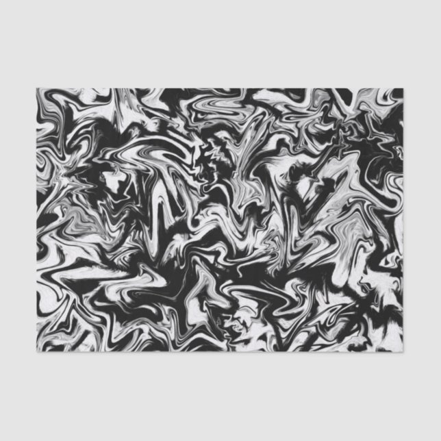 Marbleized Black and White Abstract Art Pattern Tissue Paper (Front)