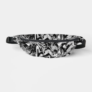 Marbleized Black and White Modern Abstract Artwork Fanny Pack